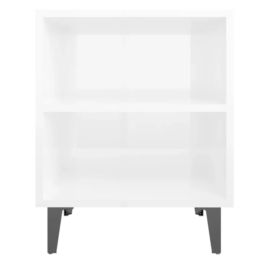 Tables de chevet pieds en métal 2 pcs blanc brillant 40x30x50cm - 5