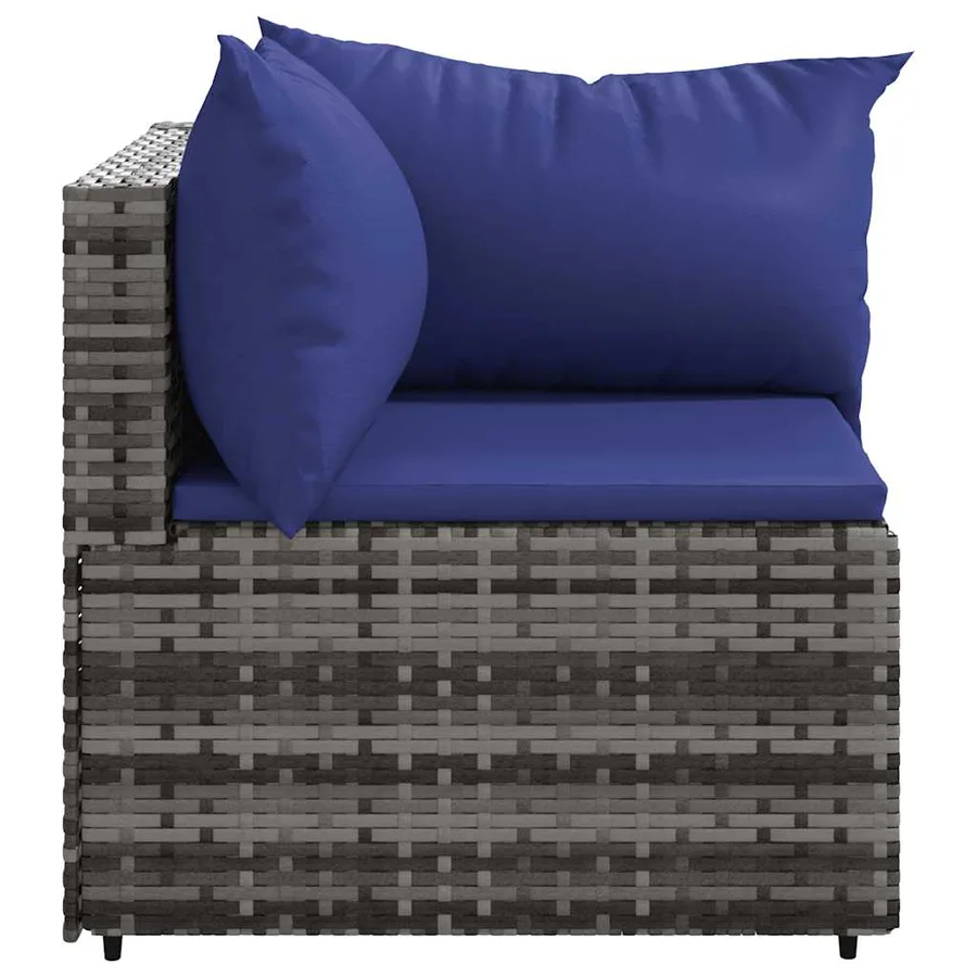 Canapé d'angle de jardin avec coussins gris résine tressée - 4