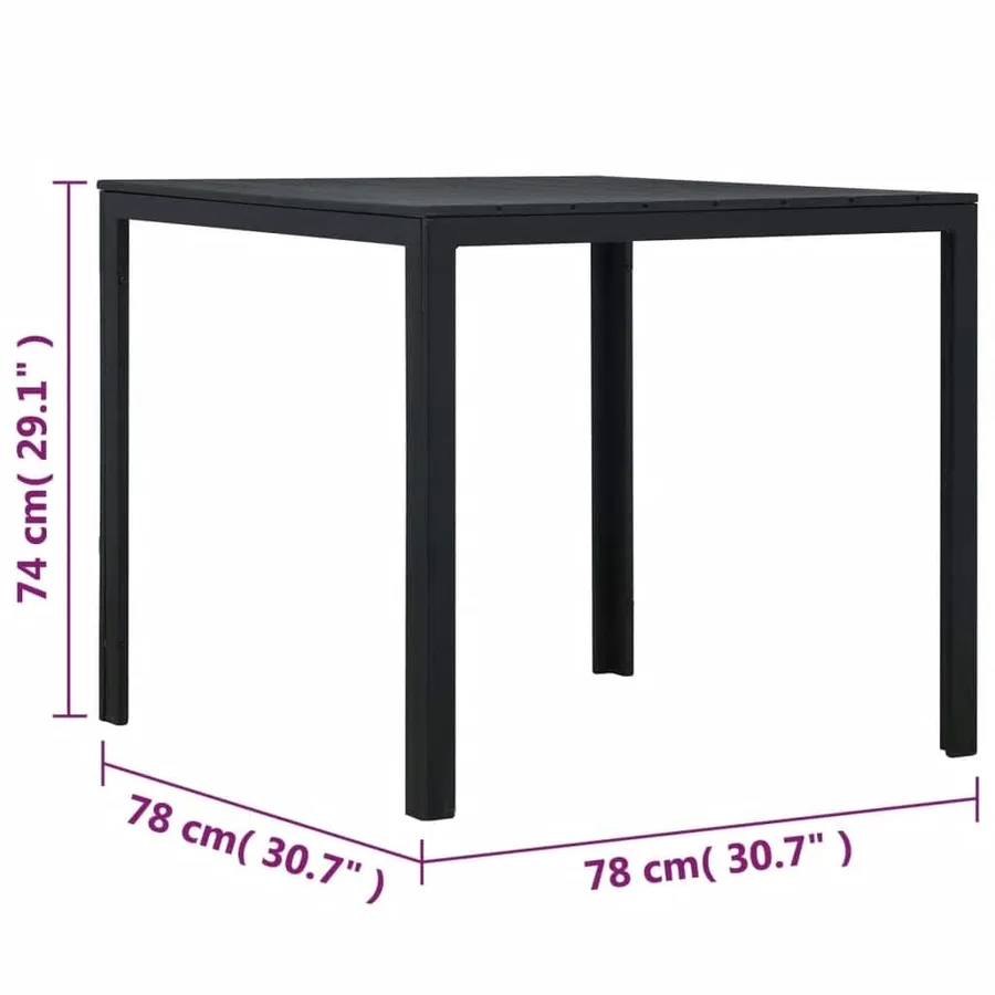 Table basse Noir 78x78x74 cm PEHD Aspect de bois - 8