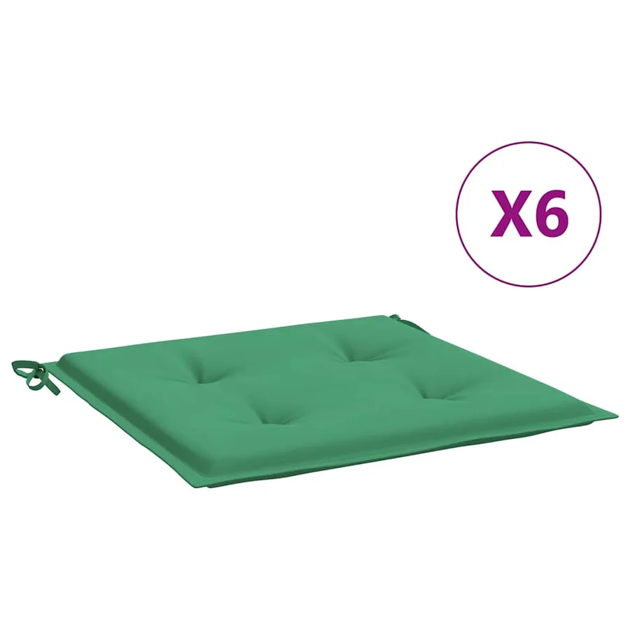 Coussins de chaise jardin lot de 6 vert 40x40x4 cm tissu oxford - 2