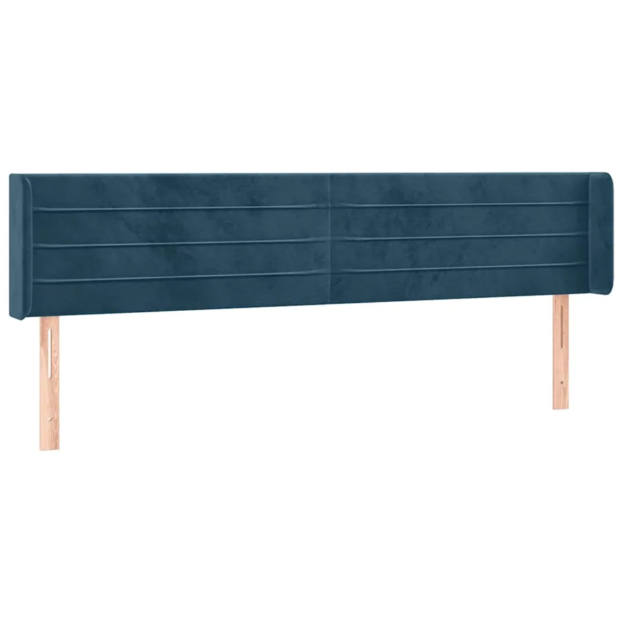 Tête de lit avec oreilles Bleu foncé 203x16x78/88 cm Velours - 2