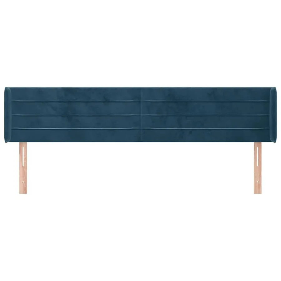 Tête de lit avec oreilles Bleu foncé 203x16x78/88 cm Velours - 3