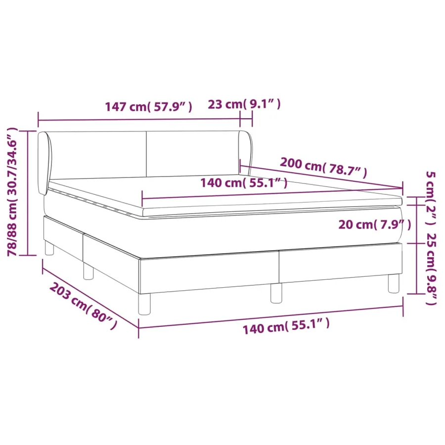 Sommier à lattes de lit et matelas Gris clair 140x200cm Velours - 7