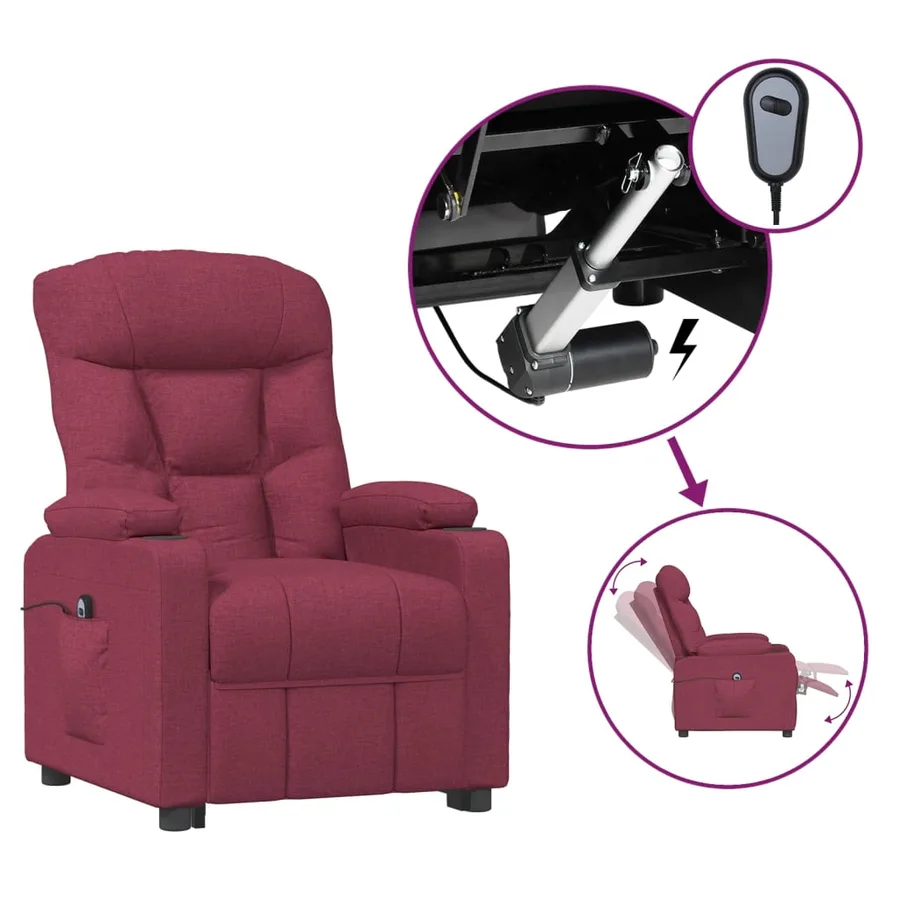 Fauteuil inclinable électrique Rouge bordeaux Tissu - 2