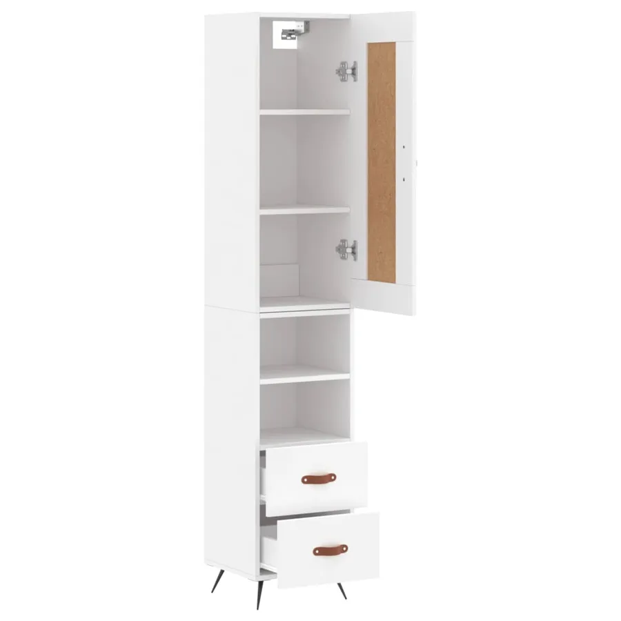 Buffet haut Blanc 34,5x34x180 cm Bois d'ingénierie - 4