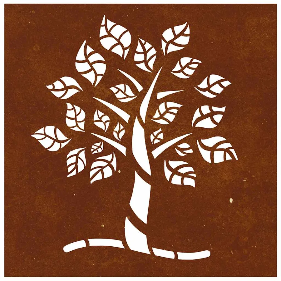 Décoration murale jardin 55x55 cm acier corten design d'arbre - 4