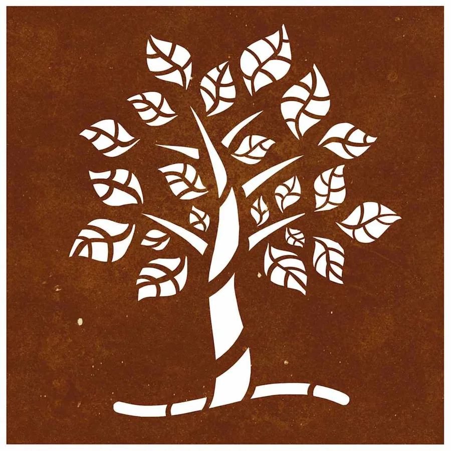 Décoration murale jardin 55x55 cm acier corten design d'arbre - 5