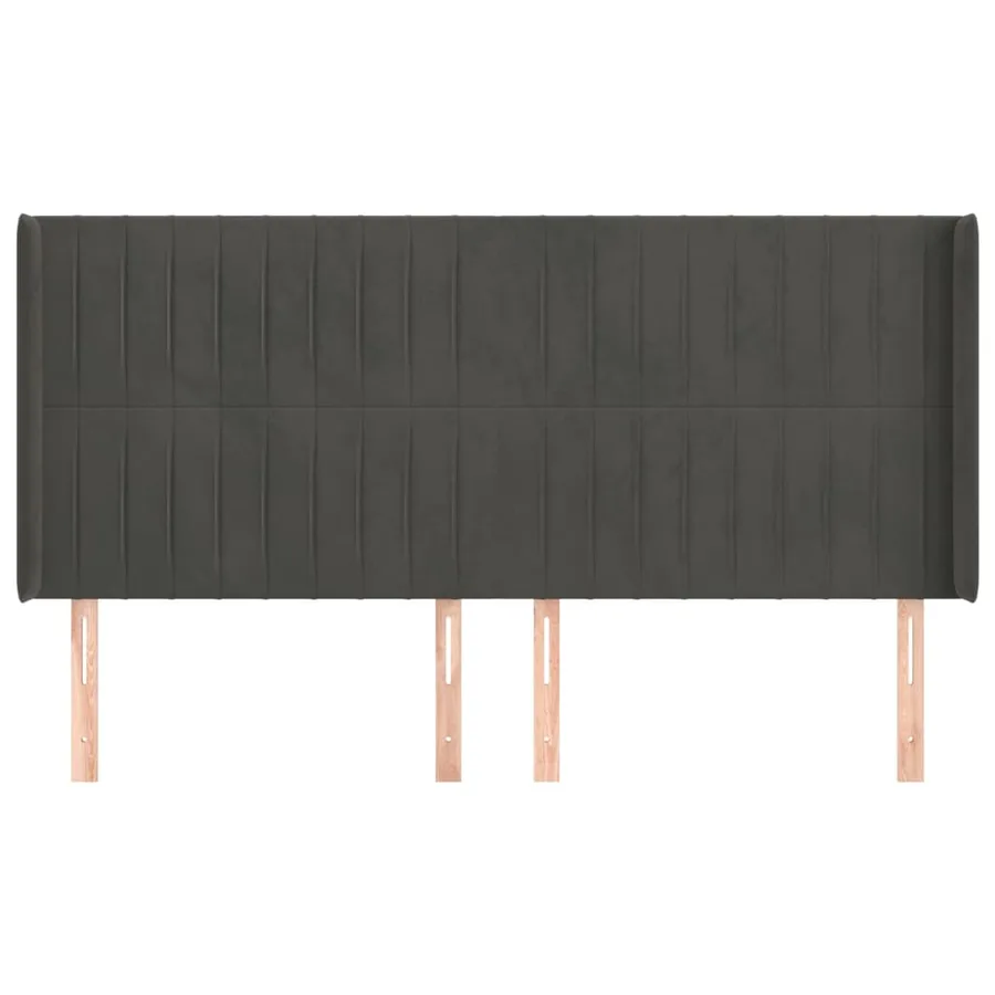 Tête de lit avec oreilles Gris foncé 203x16x118/128 cm Velours - 3