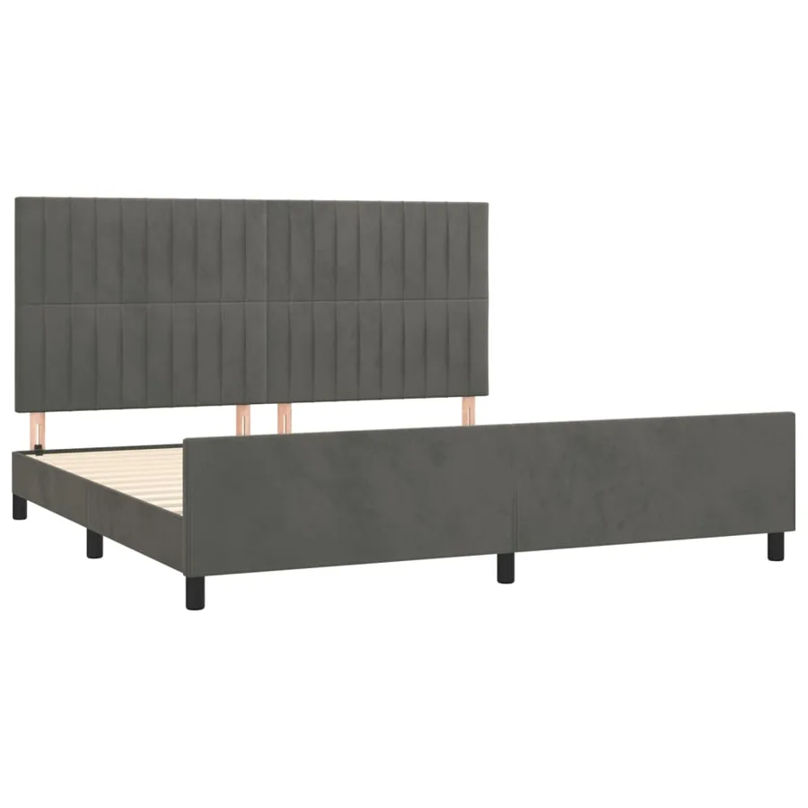 Cadre de lit sans matelas gris foncé 200x200 cm velours - 4
