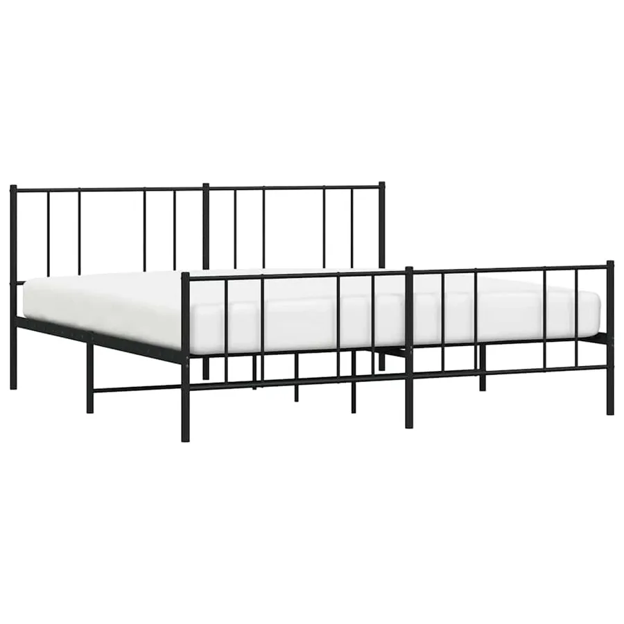 Cadre de lit métal sans matelas avec pied de lit noir 180x200cm - 5
