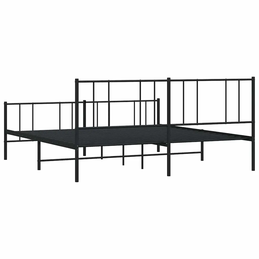 Cadre de lit métal sans matelas avec pied de lit noir 180x200cm - 8