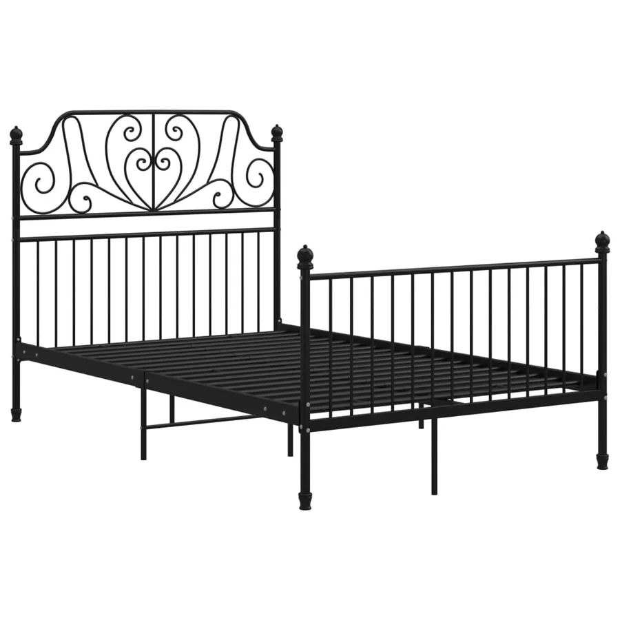 Cadre de lit sans matelas noir métal 120x200 cm - 2