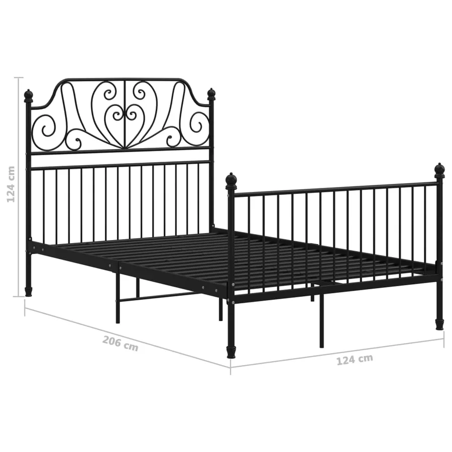 Cadre de lit sans matelas noir métal 120x200 cm - 6