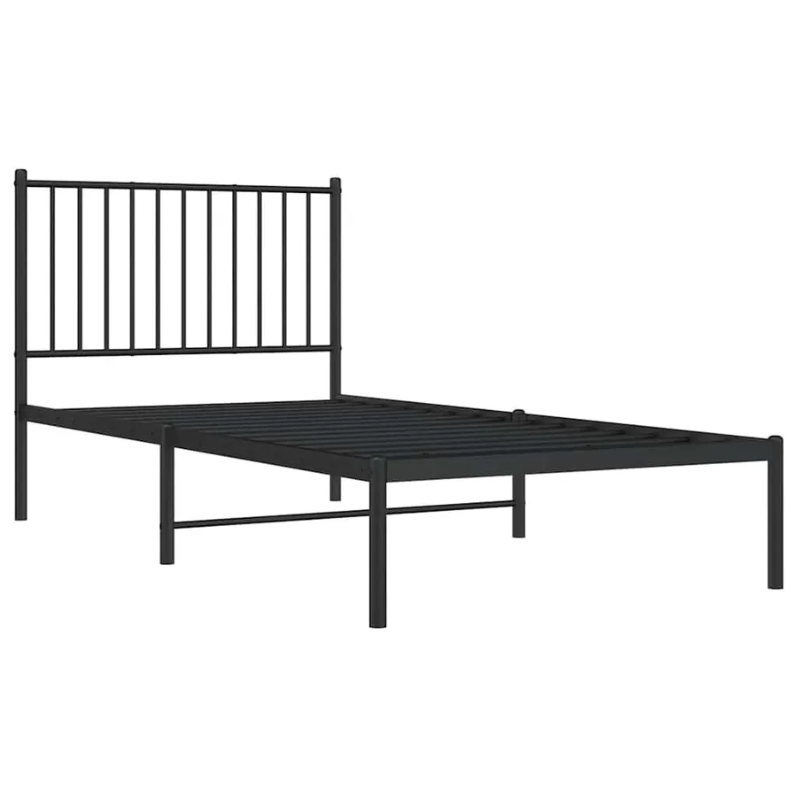 Cadre de lit métal sans matelas avec tête de lit noir 90x190 cm - 3