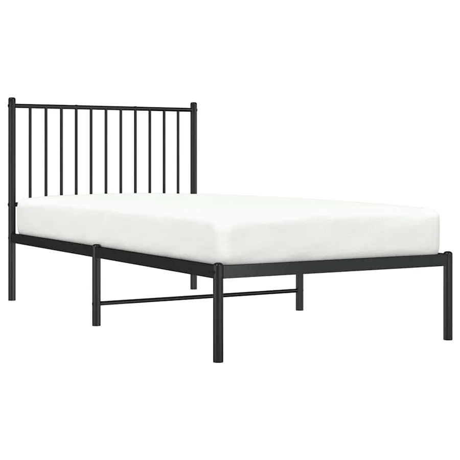 Cadre de lit métal sans matelas avec tête de lit noir 90x190 cm - 4