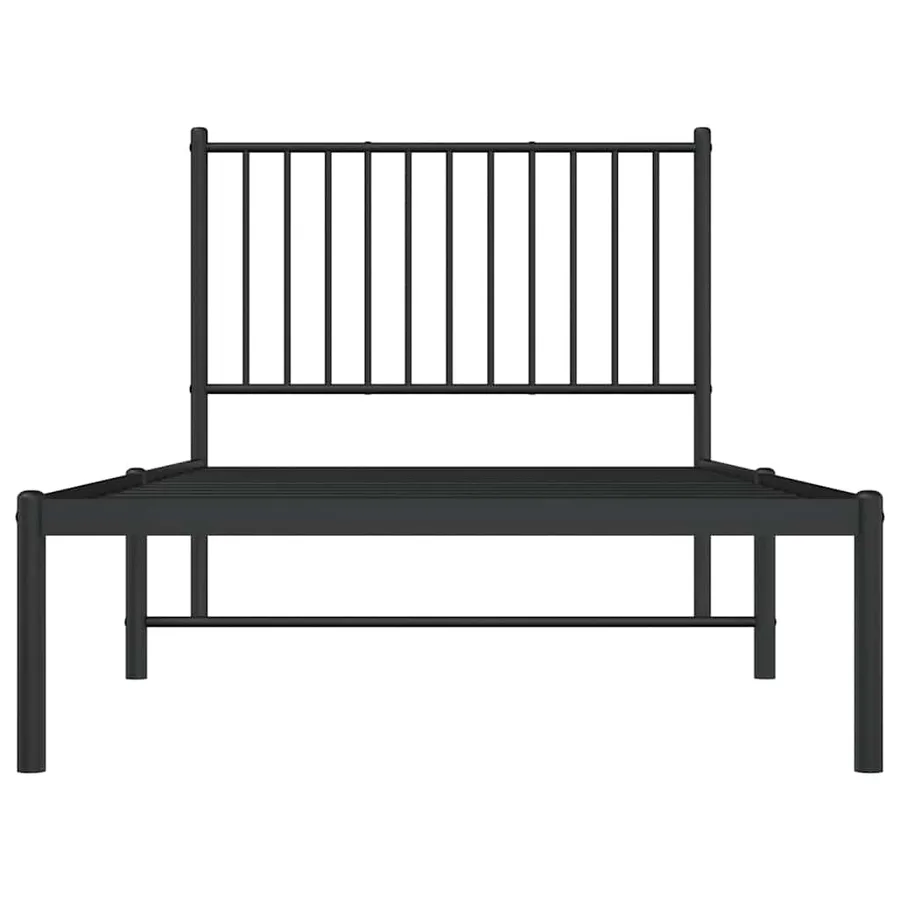 Cadre de lit métal sans matelas avec tête de lit noir 90x190 cm - 5