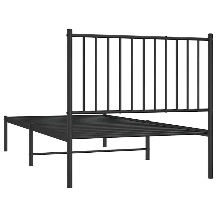 Cadre de lit métal sans matelas avec tête de lit noir 90x190 cm - 7