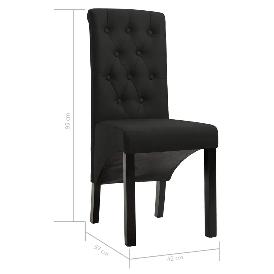 Chaises à manger lot de 6 noir tissu - 8