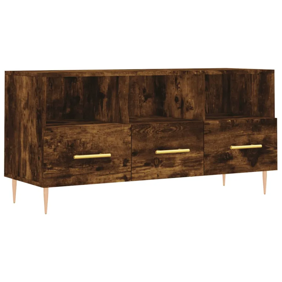 Meuble TV chêne fumé 102x36x50 cm bois d'ingénierie - 2