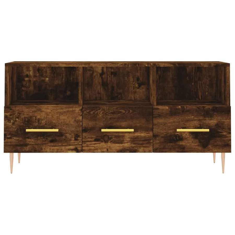 Meuble TV chêne fumé 102x36x50 cm bois d'ingénierie - 5