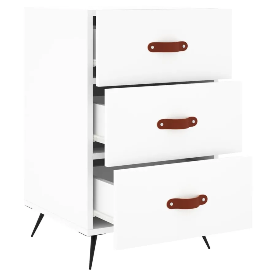 Table de chevet blanc 40x40x66 cm bois d'ingénierie - 5