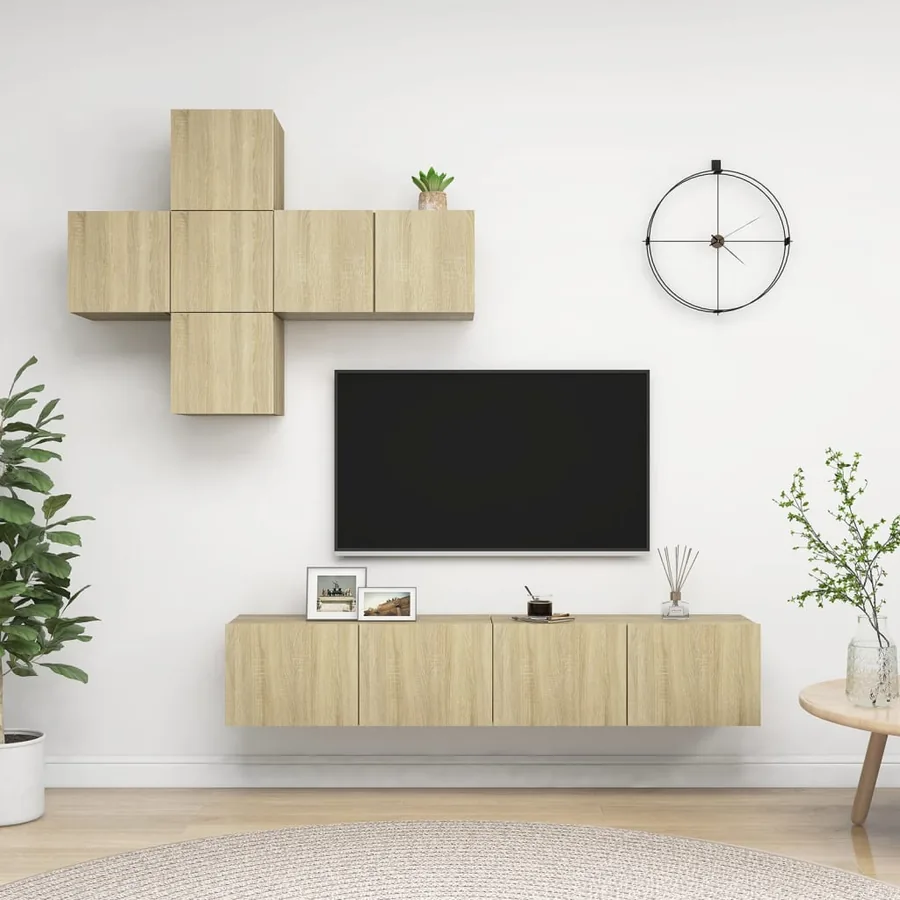Ensemble de meubles TV 7 pcs Chêne sonoma Bois d'ingénierie