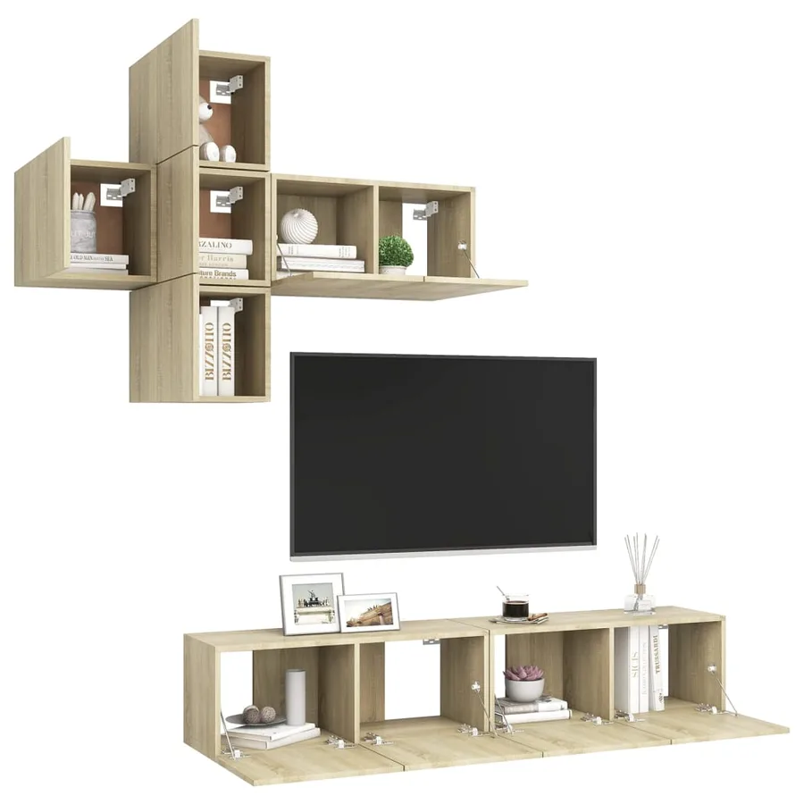 Ensemble de meubles TV 7 pcs Chêne sonoma Bois d'ingénierie - 3