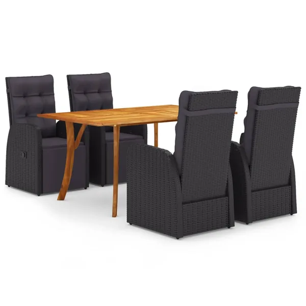 Ensemble à manger de jardin 5 pcs Noir
