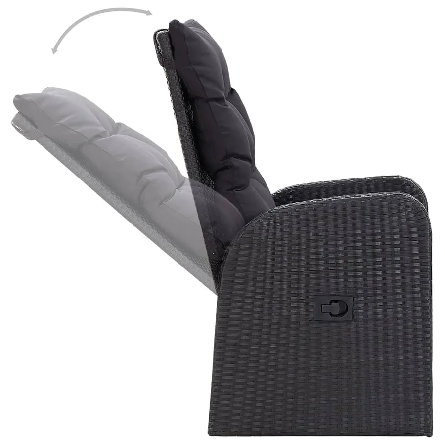 Ensemble à manger de jardin 5 pcs Noir - 11