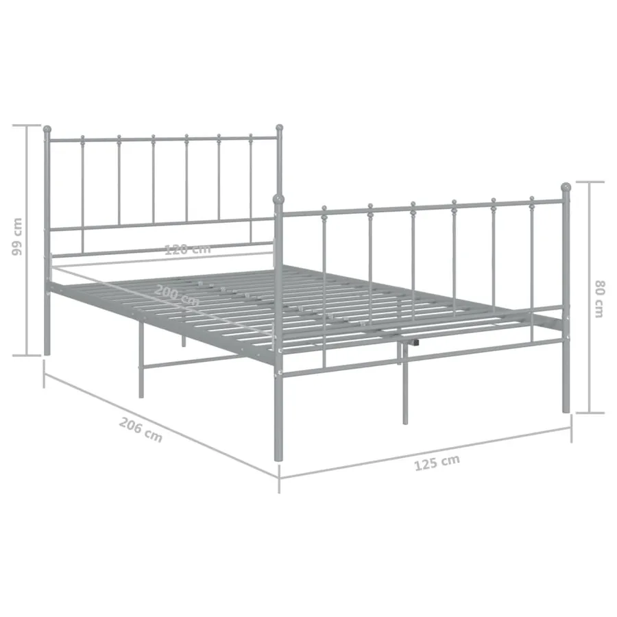 Cadre de lit sans matelas gris métal 120x200 cm - 6
