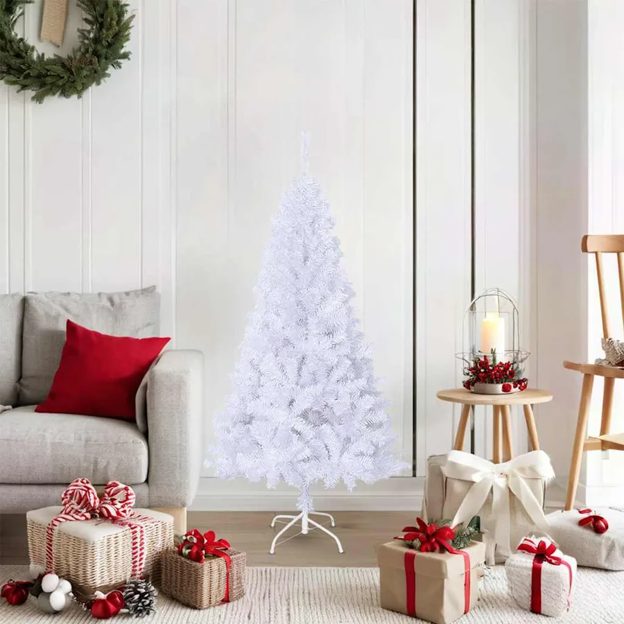 Arbre de Noël artificiel avec branches épaisses blanc 150cm PVC - 2