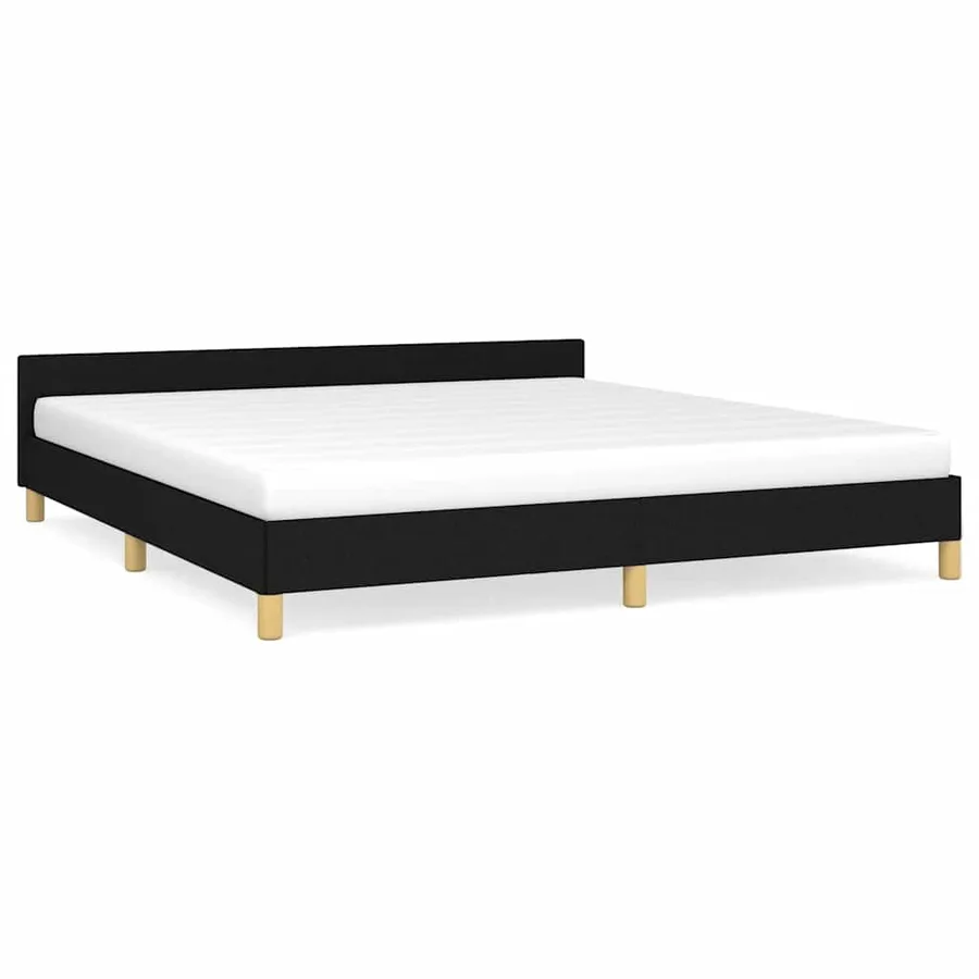 Cadre de lit sans matelas noir 160x200 cm tissu - 2