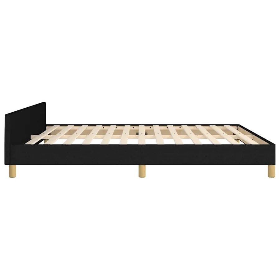 Cadre de lit sans matelas noir 160x200 cm tissu - 6
