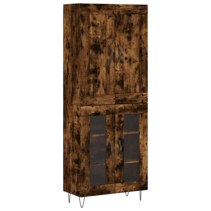 Buffet haut Chêne fumé 69,5x34x180 cm Bois d'ingénierie - 2
