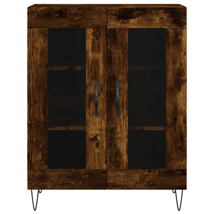 Buffet haut Chêne fumé 69,5x34x180 cm Bois d'ingénierie - 8