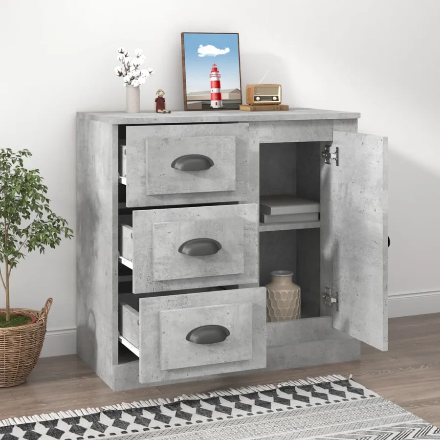 Buffet gris béton 70x35,5x67,5 cm bois d'ingénierie - 3