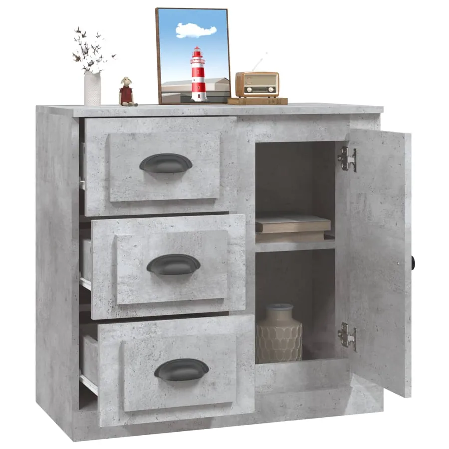 Buffet gris béton 70x35,5x67,5 cm bois d'ingénierie - 5