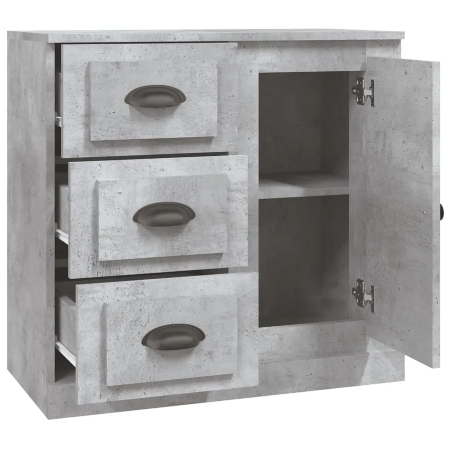 Buffet gris béton 70x35,5x67,5 cm bois d'ingénierie - 7