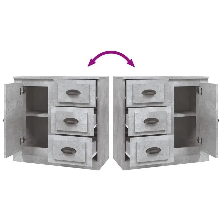Buffet gris béton 70x35,5x67,5 cm bois d'ingénierie - 9