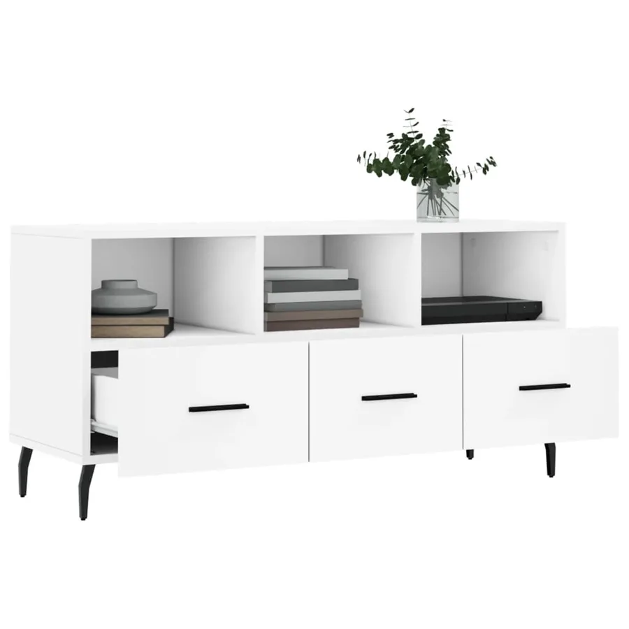 Meuble TV blanc 102x36x50 cm bois d'ingénierie - 4