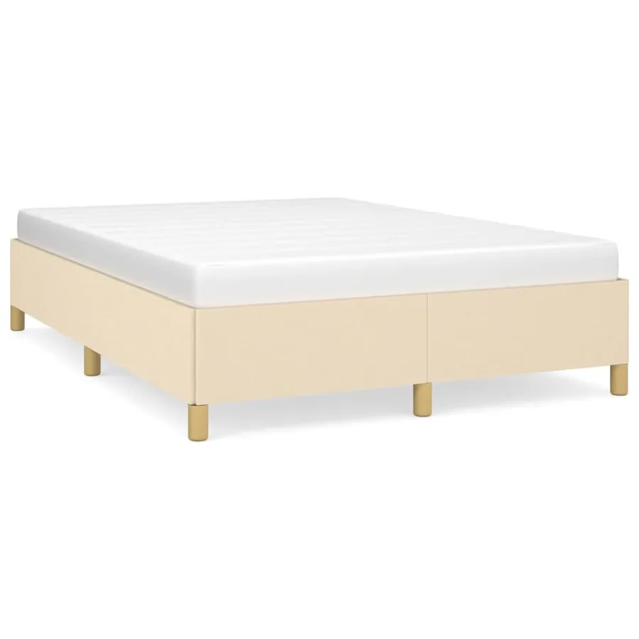 Cadre de lit sans matelas crème 140x190 cm tissu - 2