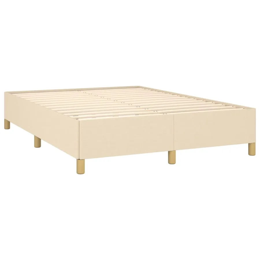 Cadre de lit sans matelas crème 140x190 cm tissu - 4