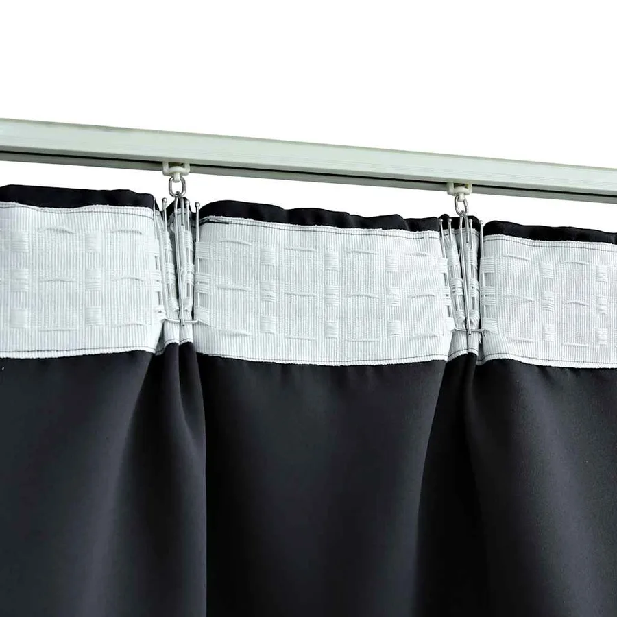 Rideaux occultants avec crochets 2 pcs Noir 140x175 cm - 3