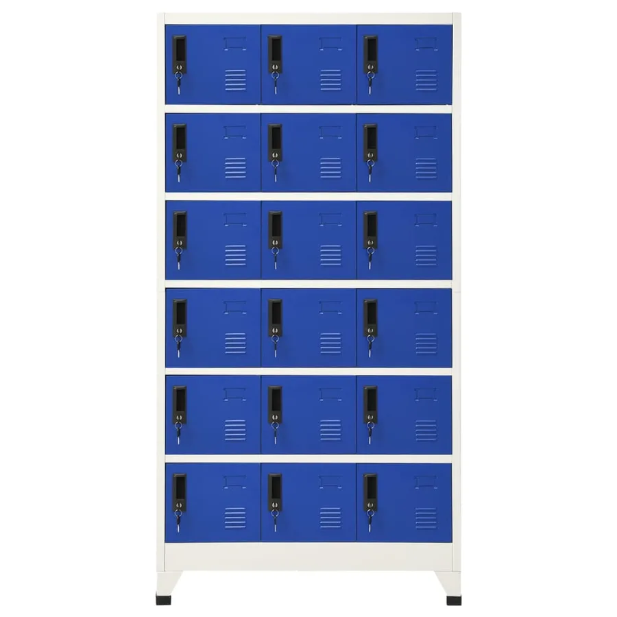 Armoire à casiers Gris et bleu 90x40x180 cm Acier - 2