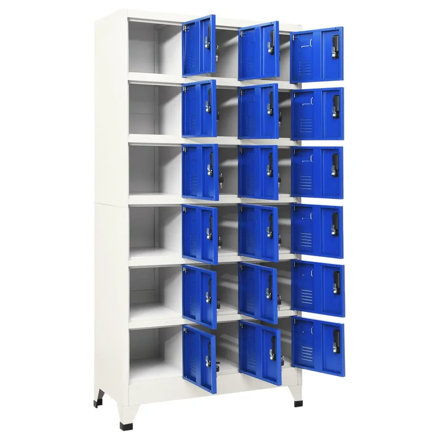 Armoire à casiers Gris et bleu 90x40x180 cm Acier - 3
