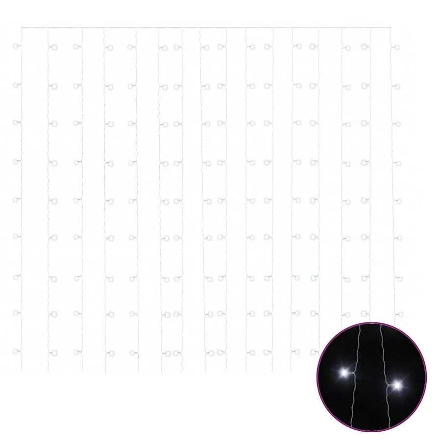 Rideaux lumineux à LED 3x3 m 300 LED Blanc froid 8 fonctions - 2