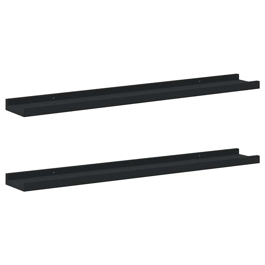 Étagères à rebord pour cadre photo 2 pcs Noir 80x9x3 cm MDF - 5