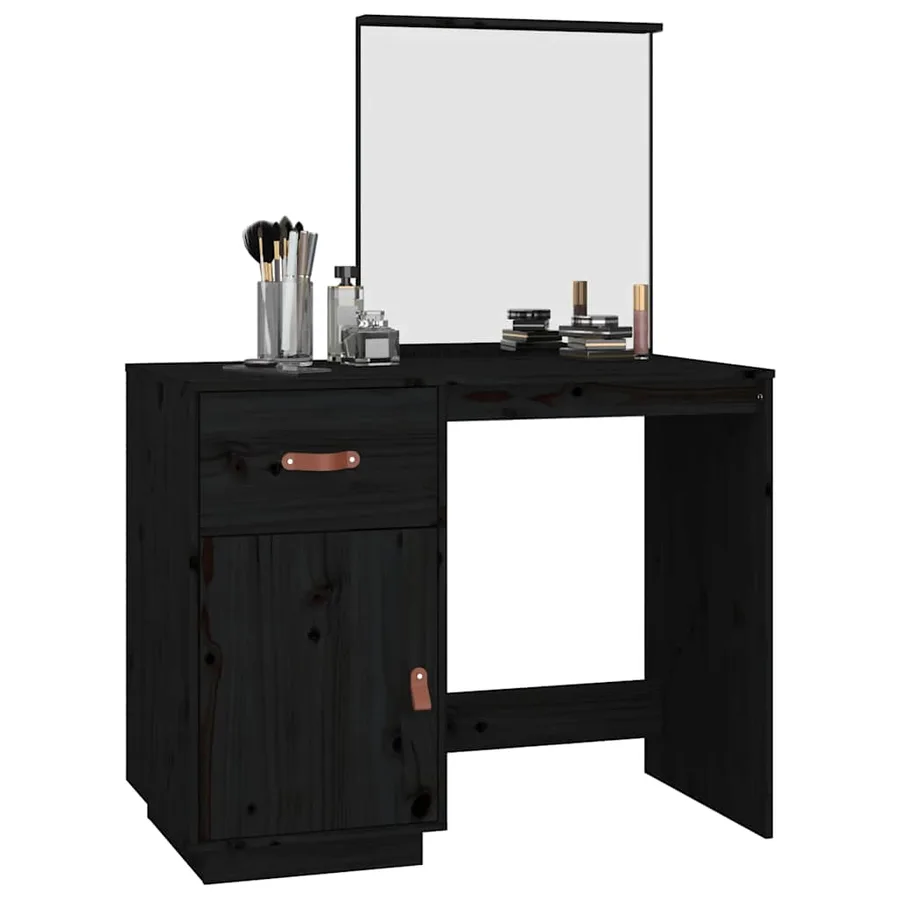 Coiffeuse Noir 95x50x134 cm Bois de pin massif - 4