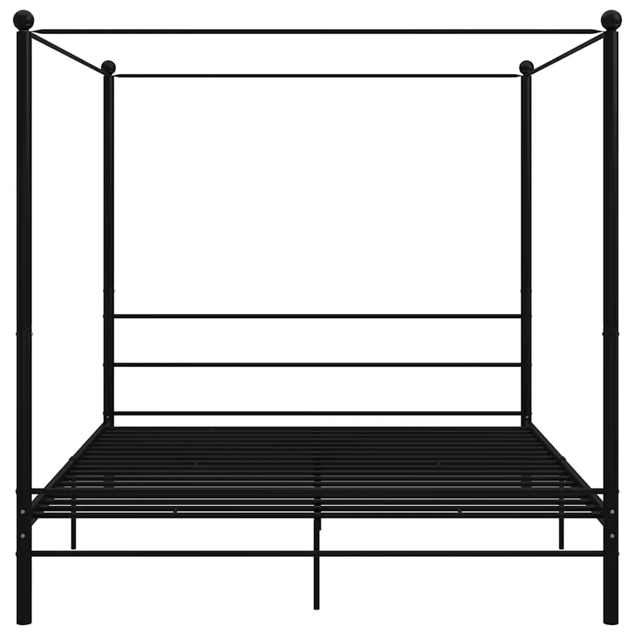 Cadre de lit à baldaquin sans matelas noir métal 200x200 cm - 3