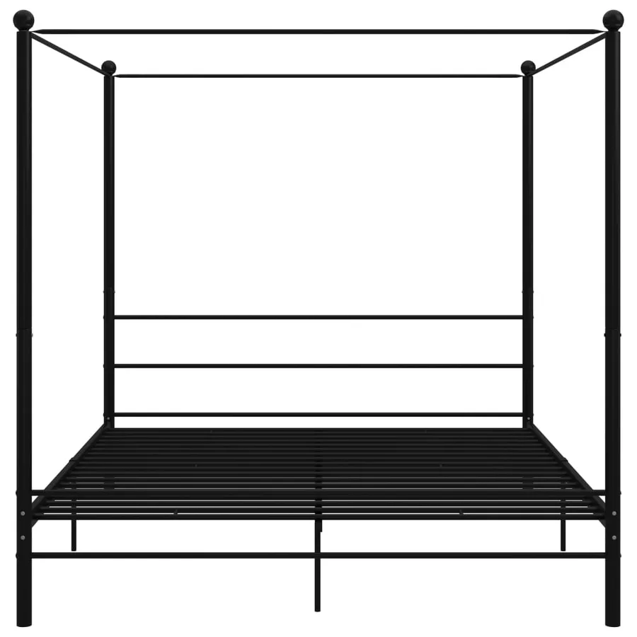 Cadre de lit à baldaquin sans matelas noir métal 200x200 cm - 4